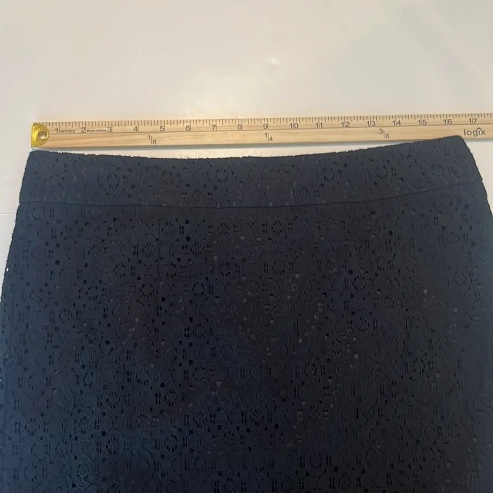 Banana Republic Black Lace Overlay Classic Waist Pencil Skirt Size 12